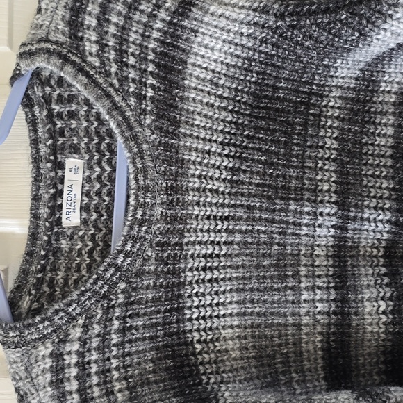 ARIZONA JEAN CO WOMEN'S JUNIOR GRAY STRIPES PULLOVER CREWNECK SWEATER SIZE XL - Picture 3 of 15